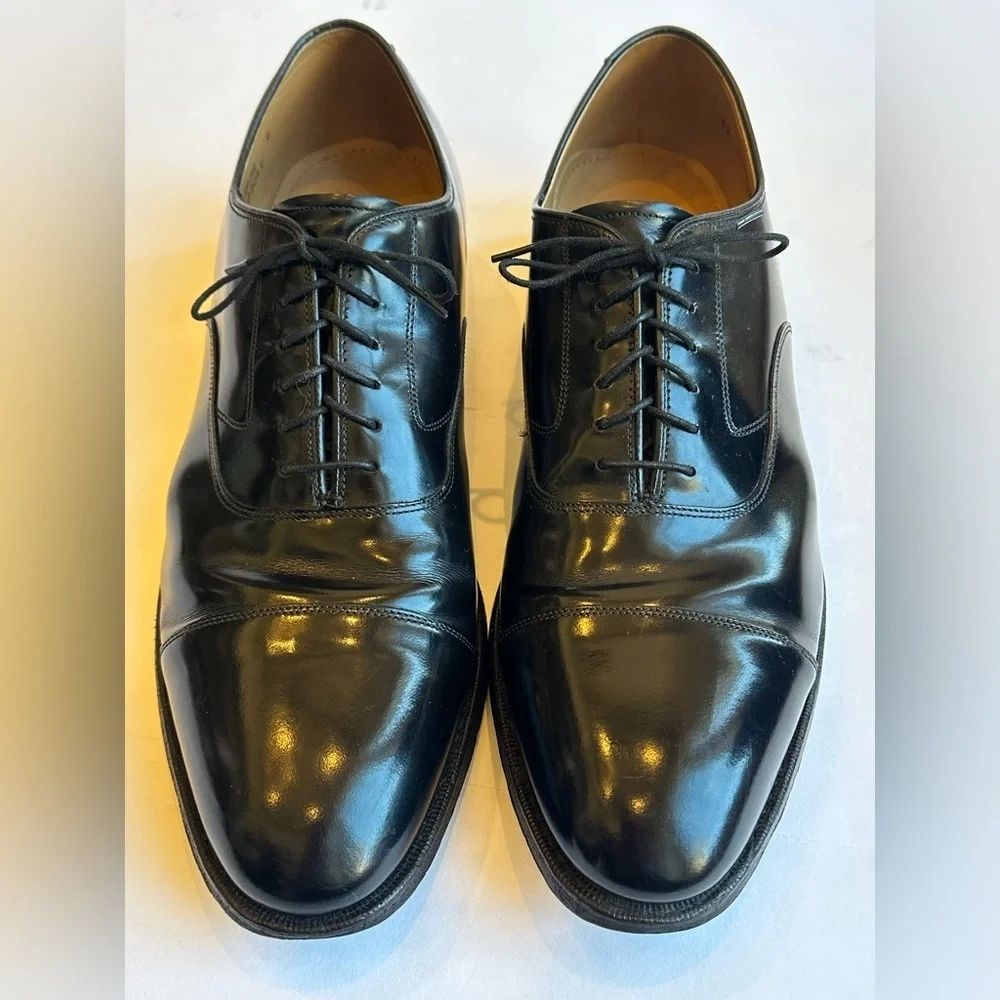 Johnston & Murphy Melton Cap Toe Black Classic Men’s Leather Oxfords Shoes Sz 12